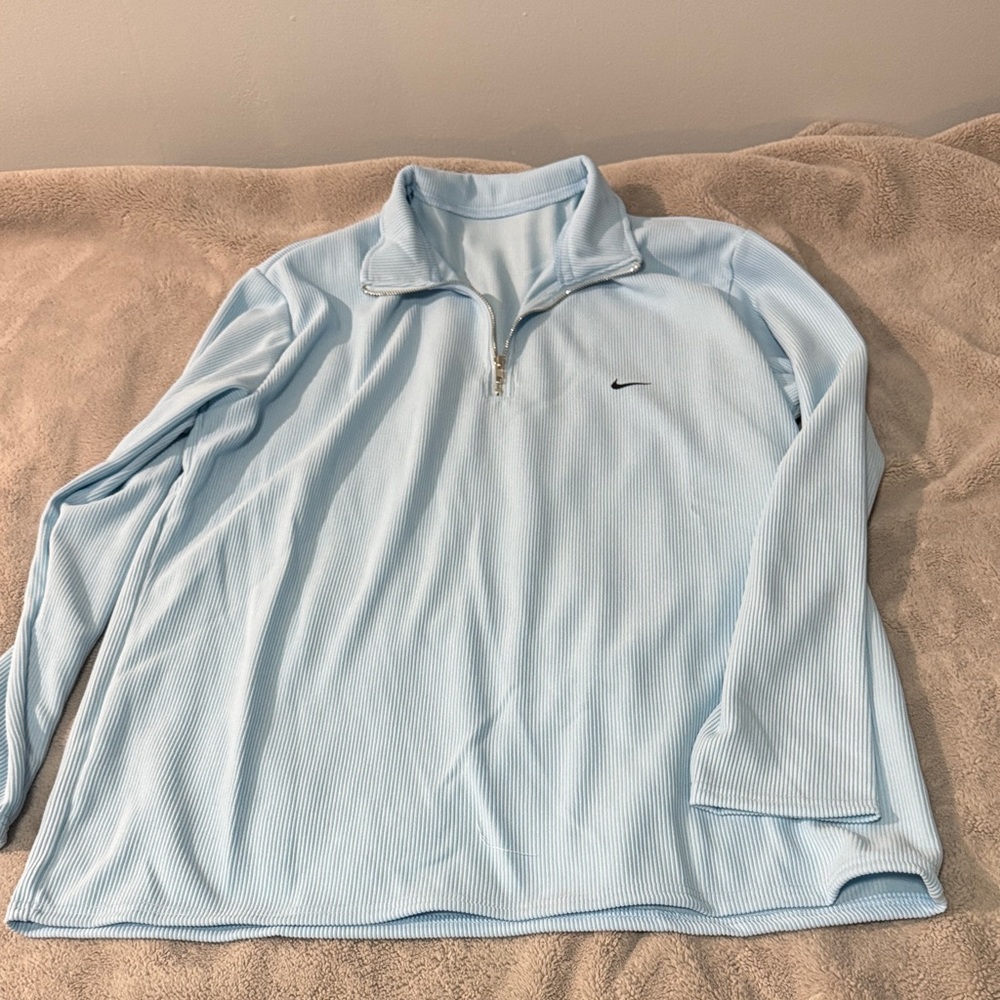 Nike Light Blue Quarter-Zip Ribbed Pullover